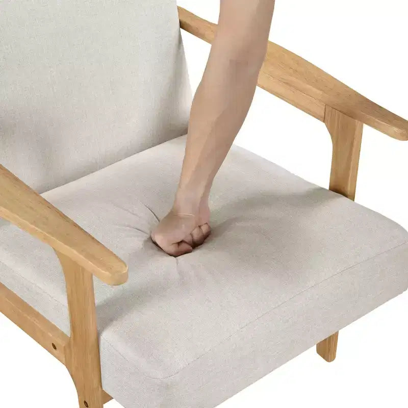 GDFStudio Bennett Sedia d'Appoggio Imbottita in Tessuto con Struttura in Legno di Gomma, Stile Moderno di Metà Secolo