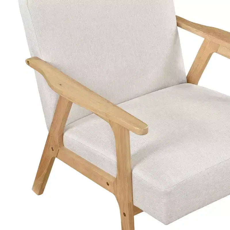 GDFStudio Bennett Sedia d'Appoggio Imbottita in Tessuto con Struttura in Legno di Gomma, Stile Moderno di Metà Secolo
