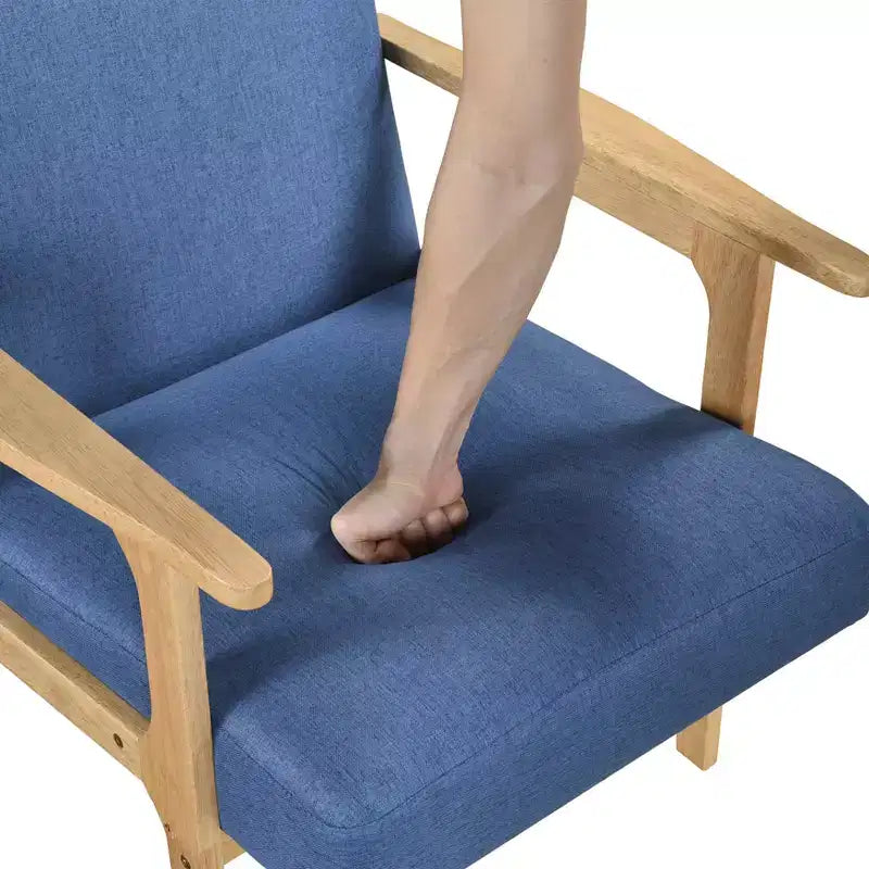 GDFStudio Bennett Sedia d'Appoggio Imbottita in Tessuto con Struttura in Legno di Gomma, Stile Moderno di Metà Secolo