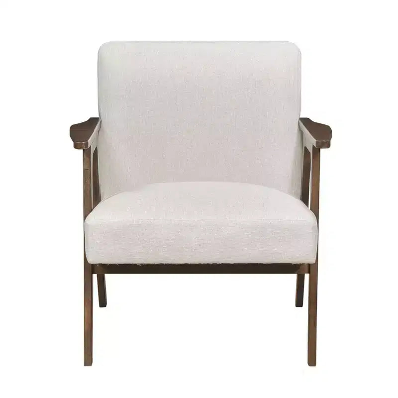 GDFStudio Bennett Sedia d'Appoggio Imbottita in Tessuto con Struttura in Legno di Gomma, Stile Moderno di Metà Secolo