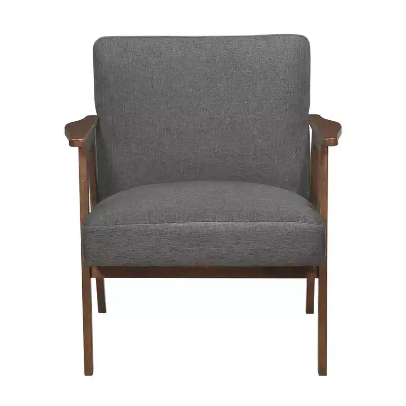 GDFStudio Bennett Sedia d'Appoggio Imbottita in Tessuto con Struttura in Legno di Gomma, Stile Moderno di Metà Secolo