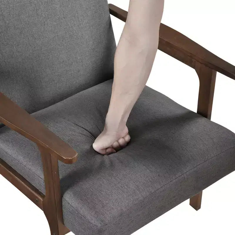 GDFStudio Bennett Sedia d'Appoggio Imbottita in Tessuto con Struttura in Legno di Gomma, Stile Moderno di Metà Secolo