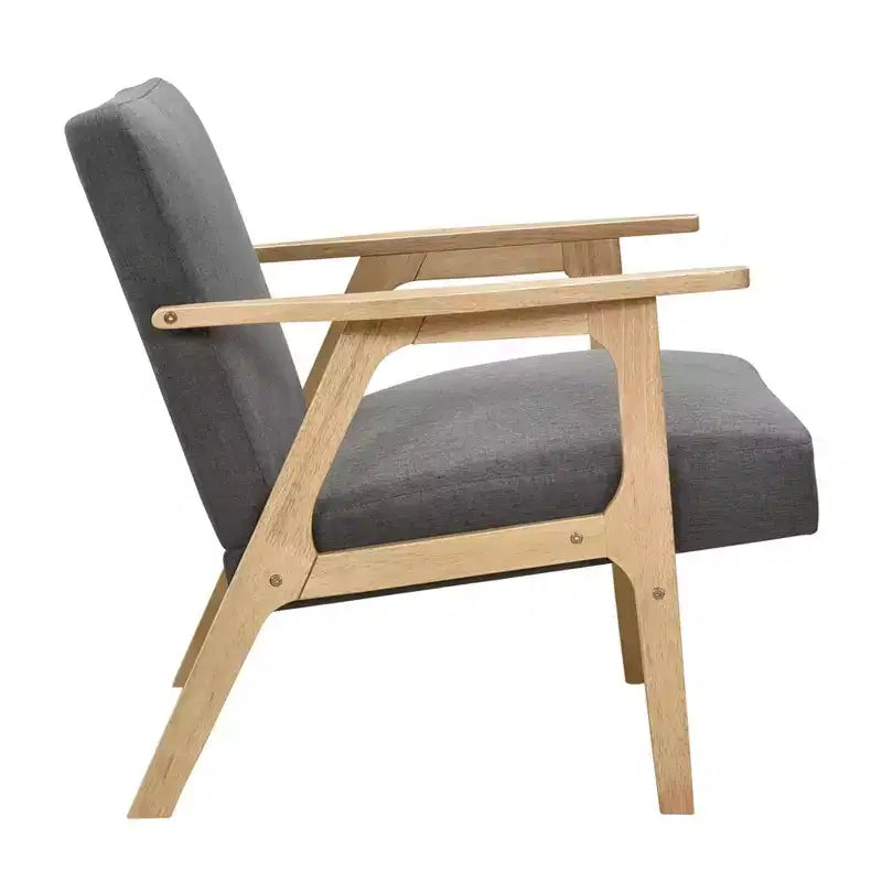 GDFStudio Bennett Sedia d'Appoggio Imbottita in Tessuto con Struttura in Legno di Gomma, Stile Moderno di Metà Secolo