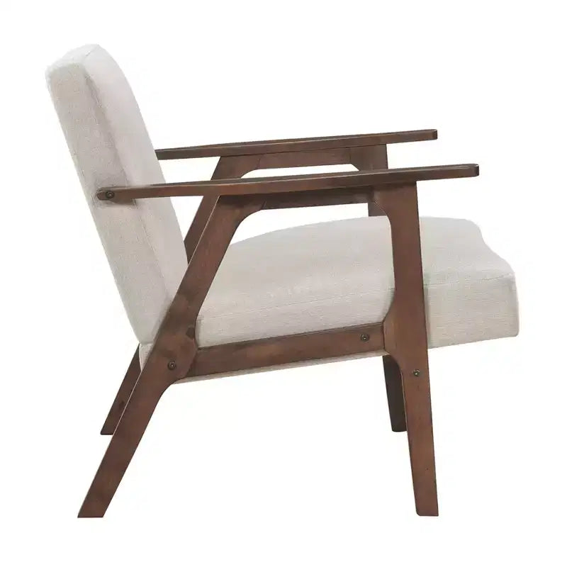 GDFStudio Bennett Sedia d'Appoggio Imbottita in Tessuto con Struttura in Legno di Gomma, Stile Moderno di Metà Secolo