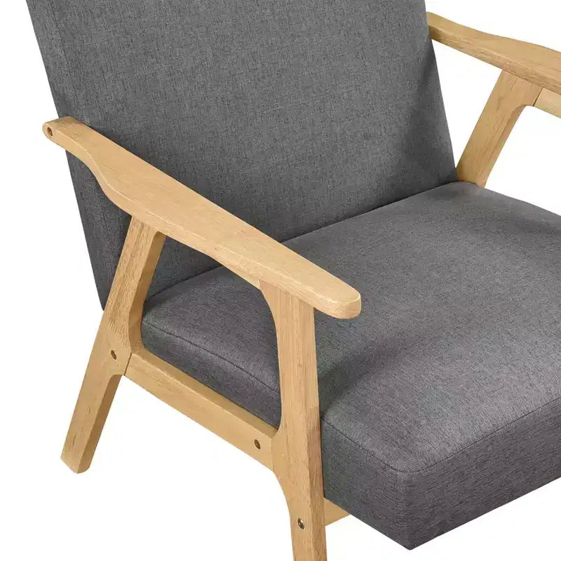 GDFStudio Bennett Sedia d'Appoggio Imbottita in Tessuto con Struttura in Legno di Gomma, Stile Moderno di Metà Secolo