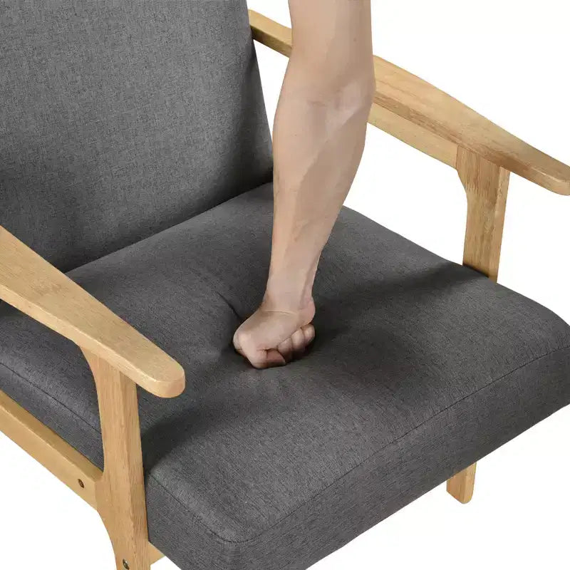 GDFStudio Bennett Sedia d'Appoggio Imbottita in Tessuto con Struttura in Legno di Gomma, Stile Moderno di Metà Secolo