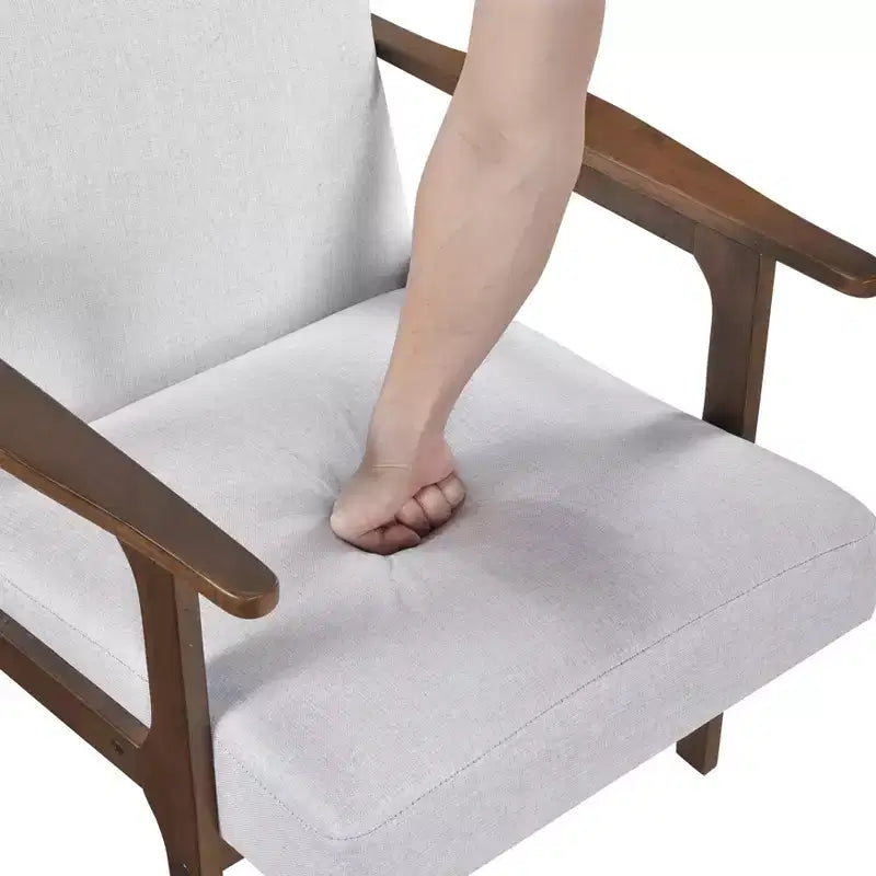 GDFStudio Bennett Sedia d'Appoggio Imbottita in Tessuto con Struttura in Legno di Gomma, Stile Moderno di Metà Secolo
