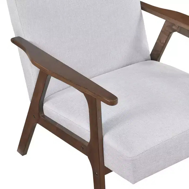 GDFStudio Bennett Sedia d'Appoggio Imbottita in Tessuto con Struttura in Legno di Gomma, Stile Moderno di Metà Secolo