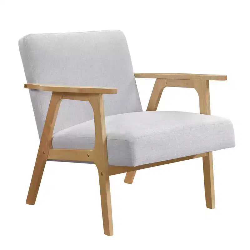 GDFStudio Bennett Sedia d'Appoggio Imbottita in Tessuto con Struttura in Legno di Gomma, Stile Moderno di Metà Secolo