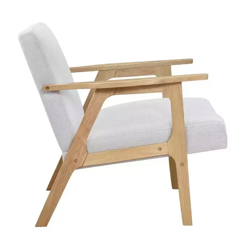 GDFStudio Bennett Sedia d'Appoggio Imbottita in Tessuto con Struttura in Legno di Gomma, Stile Moderno di Metà Secolo