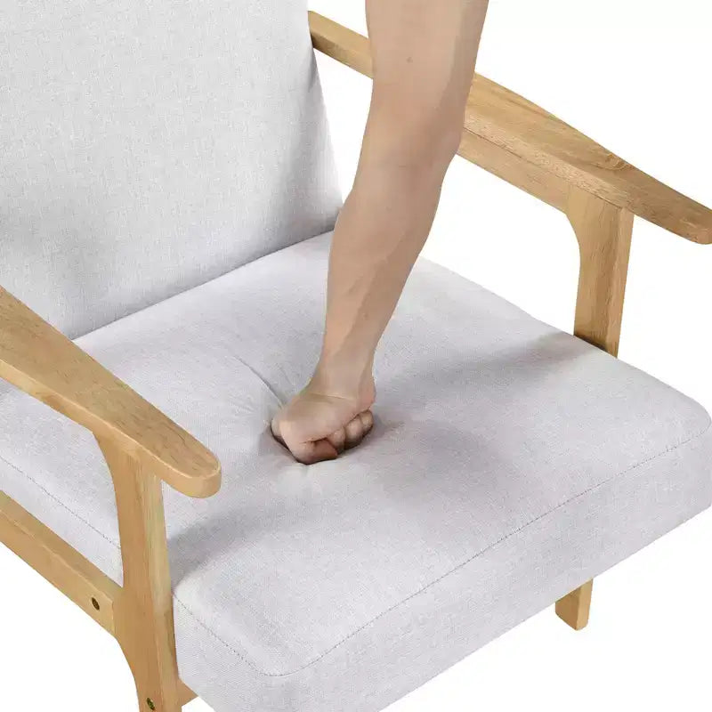 GDFStudio Bennett Sedia d'Appoggio Imbottita in Tessuto con Struttura in Legno di Gomma, Stile Moderno di Metà Secolo