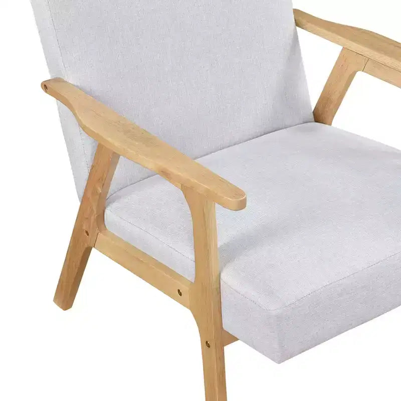 GDFStudio Bennett Sedia d'Appoggio Imbottita in Tessuto con Struttura in Legno di Gomma, Stile Moderno di Metà Secolo