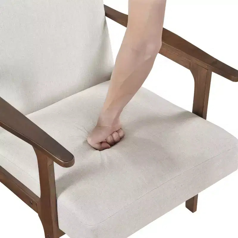 GDFStudio Bennett Sedia d'Appoggio Imbottita in Tessuto con Struttura in Legno di Gomma, Stile Moderno di Metà Secolo