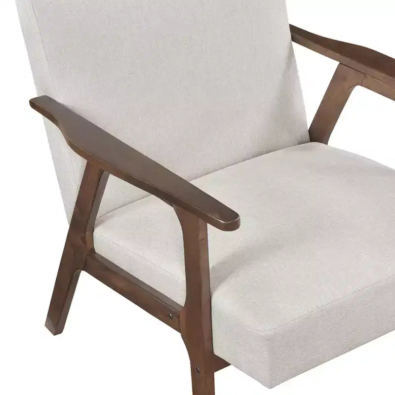 GDFStudio Bennett Sedia d'Appoggio Imbottita in Tessuto con Struttura in Legno di Gomma, Stile Moderno di Metà Secolo