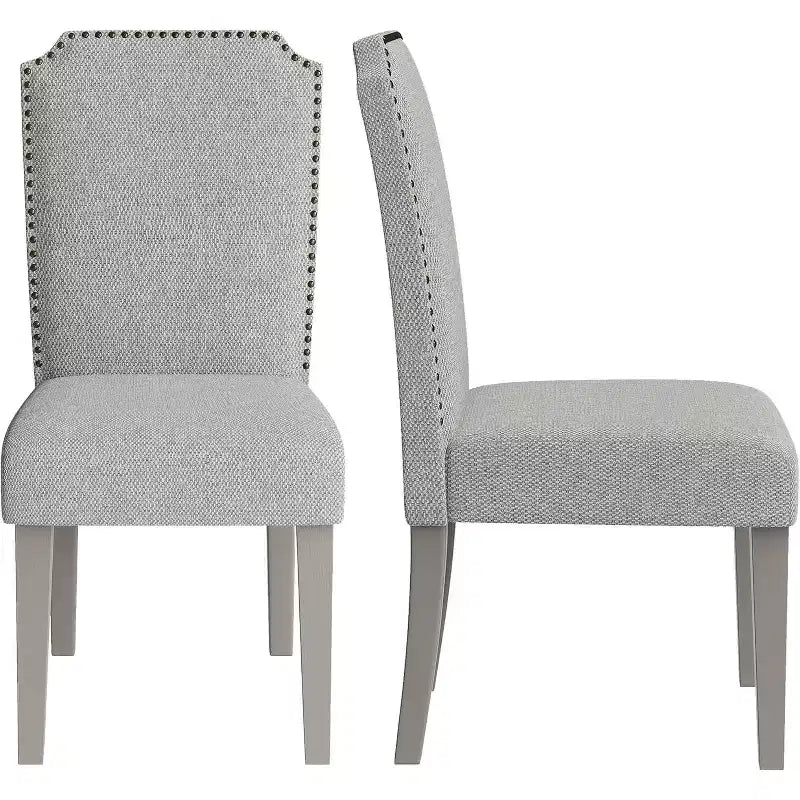 2 sedie imbottite con schienale alto e gambe in legno, moderne sedie laterali in tessuto con borchie decorative, per sala da pranzo o cucina