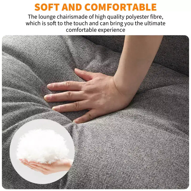 Poltrona Imbottita, Struttura Ergonomica in Metallo, Morbido Cuscino e Schienale, per Soggiorno, Camera da Letto