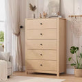 CuisinSmart 5 drawer dresser wood dresser tall, 5 drawer chest tall dresser for bedroom living room, Oak
