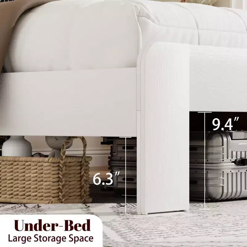 Letto a piattaforma Queen/King Size con Stazione di Ricarica, Struttura letto a piattaforma in legno con Contenitore