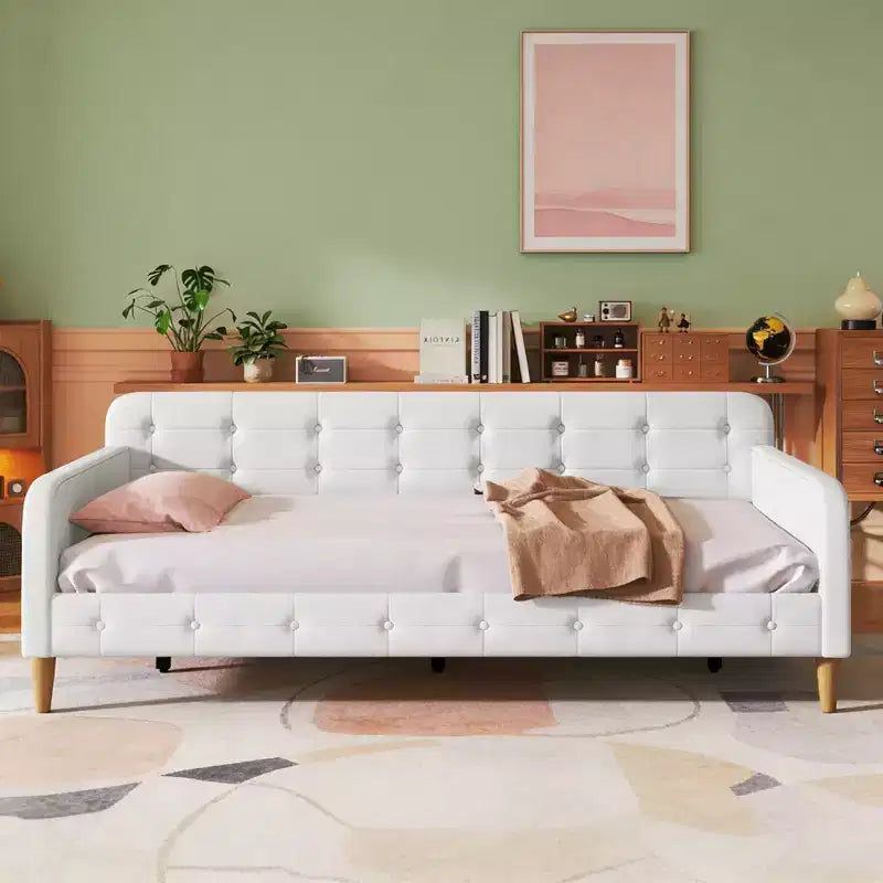 Luxystar Modern Twin Size Linen Upholstered Daybed for Living Room and Apartment