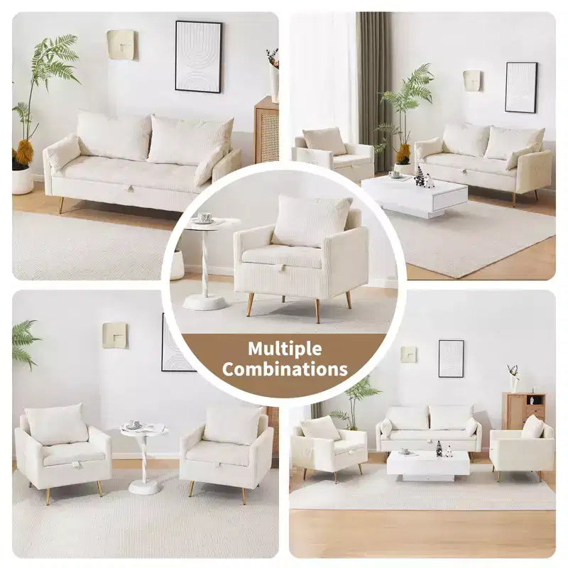 Divanetto in velluto a coste Furniliving con contenitore