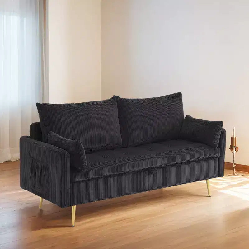 Divanetto in velluto a coste Furniliving con contenitore