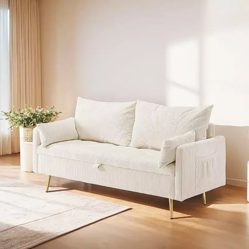 Divanetto in velluto a coste Furniliving con contenitore