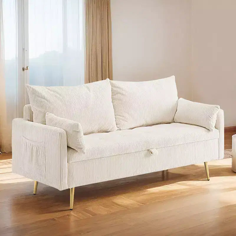 Divanetto in velluto a coste Furniliving con contenitore
