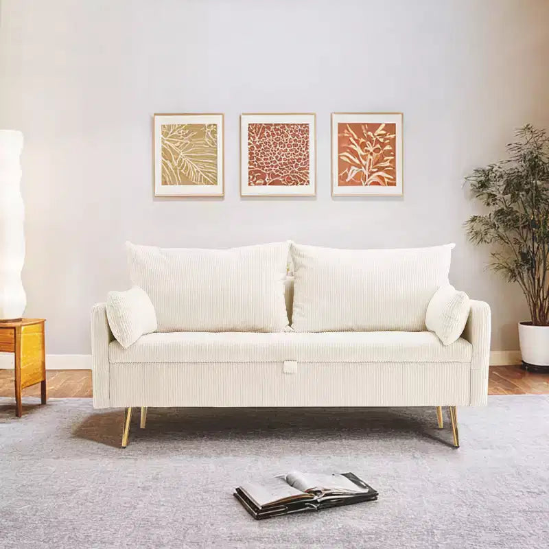 Divanetto in velluto a coste Furniliving con contenitore