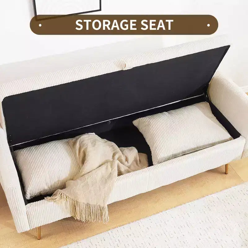 Divanetto in velluto a coste Furniliving con contenitore