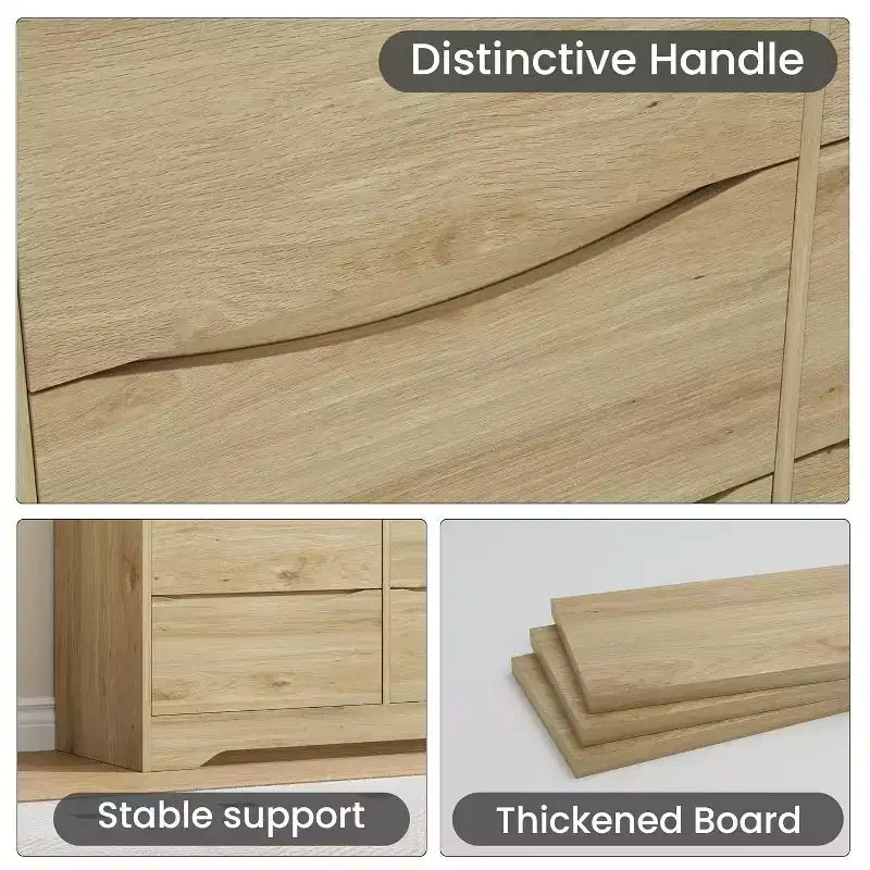 Cassettiera Alta in Legno a 9 Cassetti, Comò Moderno con Cassetti Profondi e Piano Ampio, Grande Organizzatore per Camera da Letto, Soggiorno o Armadio