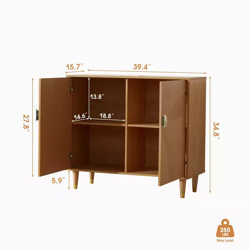 JVNOXK Credenza vintage in legno da 99 cm con contenitore, design decorativo delle ante, credenza a due ante, stile soggiorno - Legno