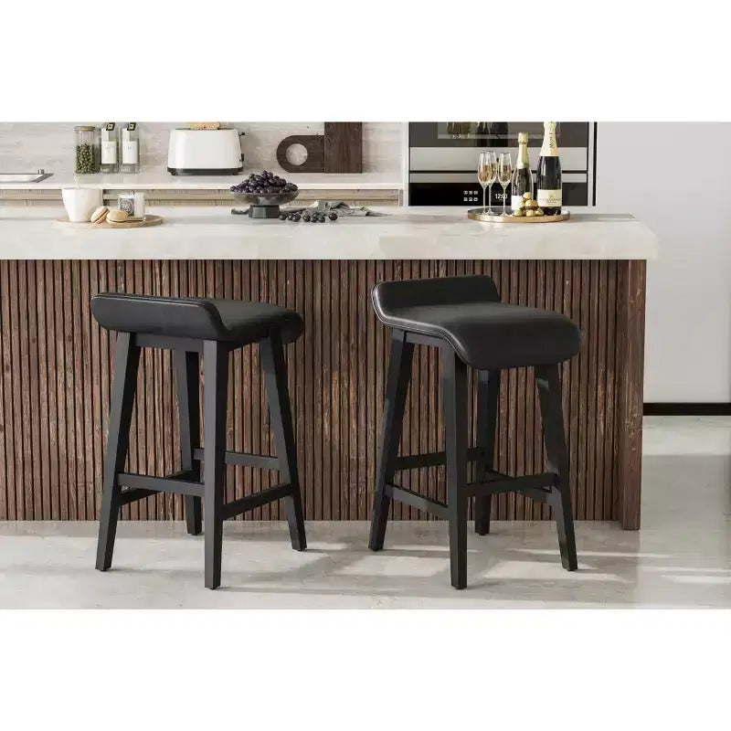 Set di sgabelli da bar, Sgabelli da cucina moderni imbottiti H 26,2 con schienale basso, poggiapiedi, gambe in legno, design altezza bancone per bancone cucina, sala da pranzo