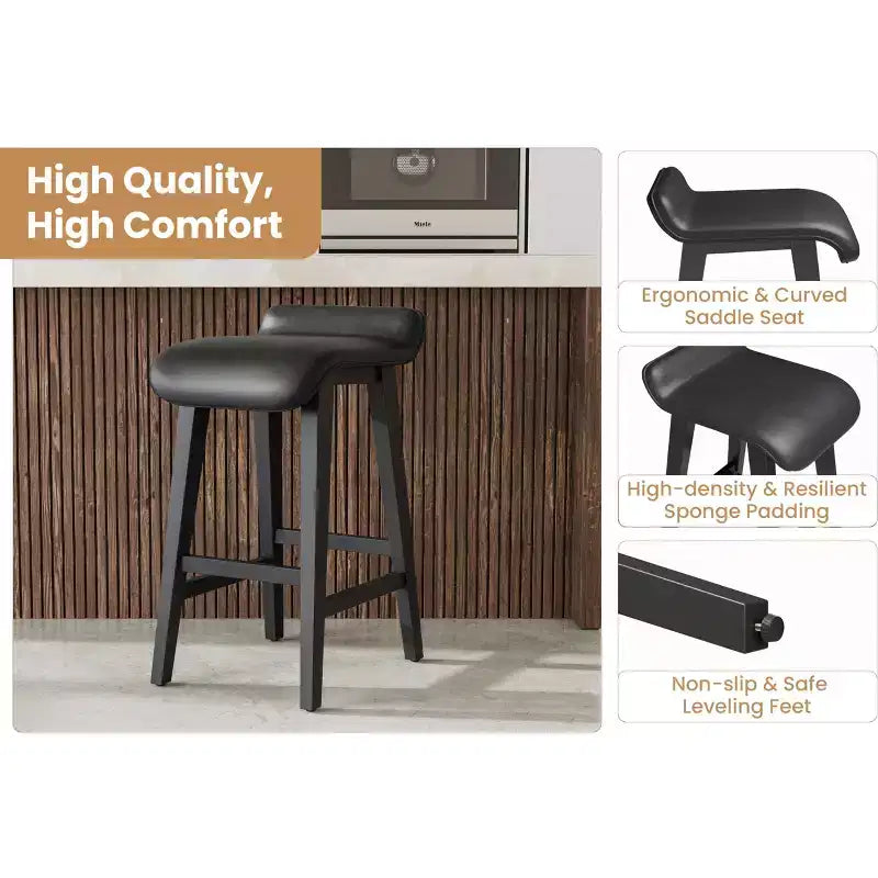 Set di sgabelli da bar, Sgabelli da cucina moderni imbottiti H 26,2 con schienale basso, poggiapiedi, gambe in legno, design altezza bancone per bancone cucina, sala da pranzo