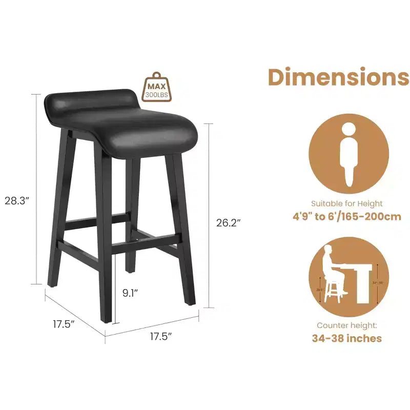 Set di sgabelli da bar, Sgabelli da cucina moderni imbottiti H 26,2 con schienale basso, poggiapiedi, gambe in legno, design altezza bancone per bancone cucina, sala da pranzo