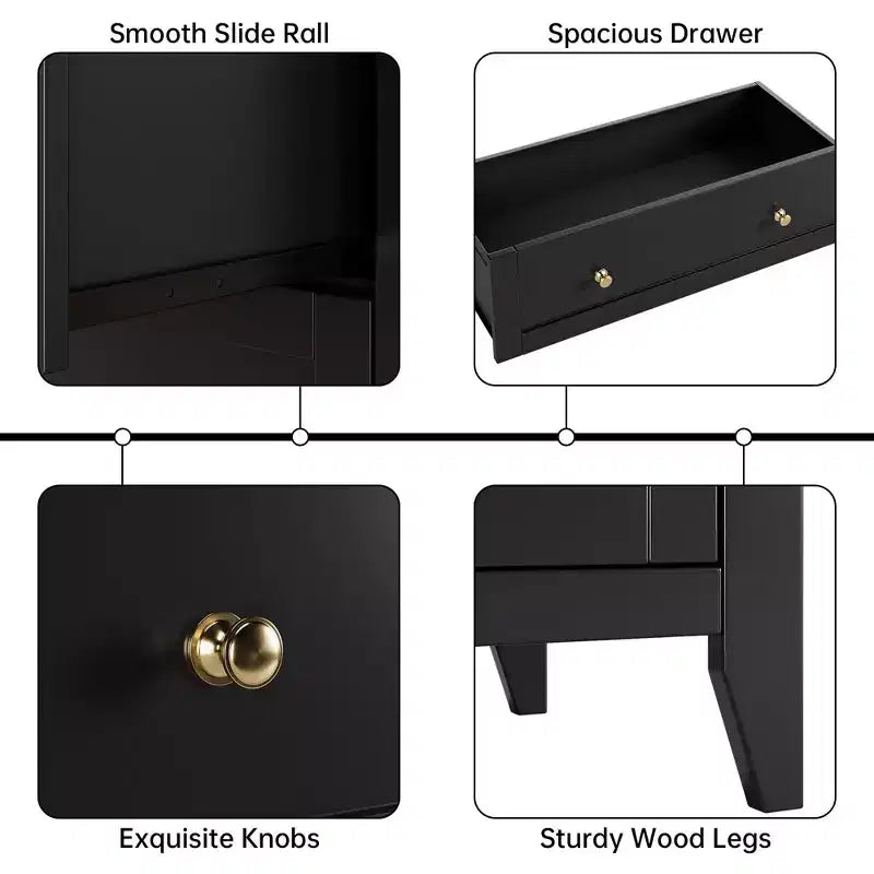 Comò alto a 5 cassetti con cassetti profondi, manopole in metallo, cassettiera moderna in legno per camera da letto, ingresso, corridoio