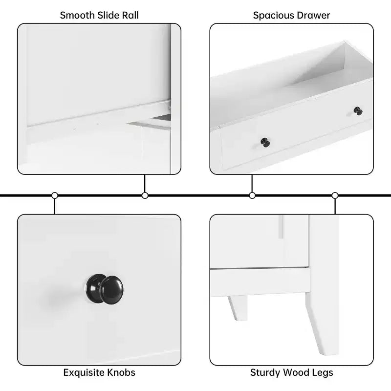 Comò alto a 5 cassetti con cassetti profondi, manopole in metallo, cassettiera moderna in legno per camera da letto, ingresso, corridoio