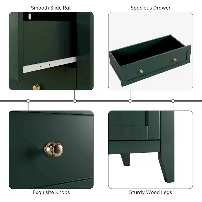 Comò alto a 5 cassetti con cassetti profondi, manopole in metallo, cassettiera moderna in legno per camera da letto, ingresso, corridoio