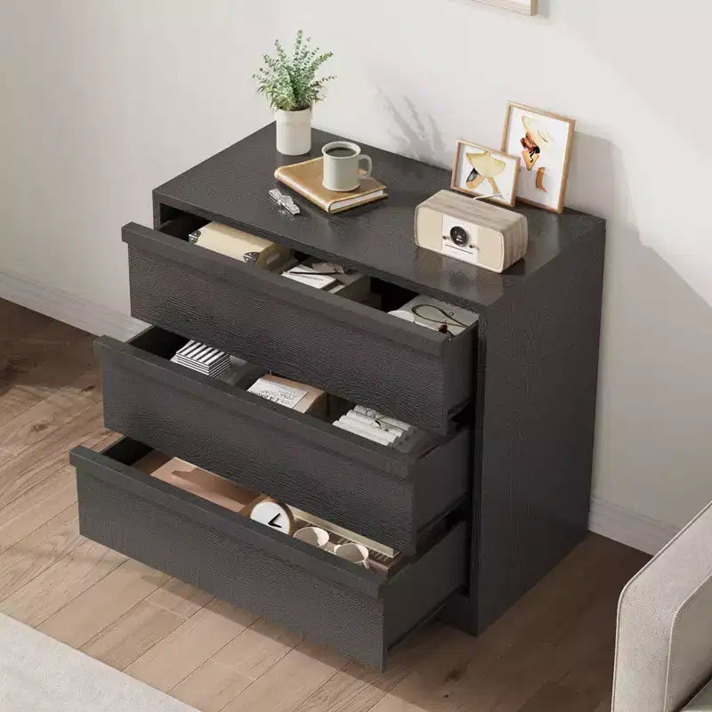 3 Drawer Nightstand, 30in Tall Modern Bedside Table with Large Storage & Anti-Tip Design, Small End Side Table for Bedroom, Living Room, Entryway