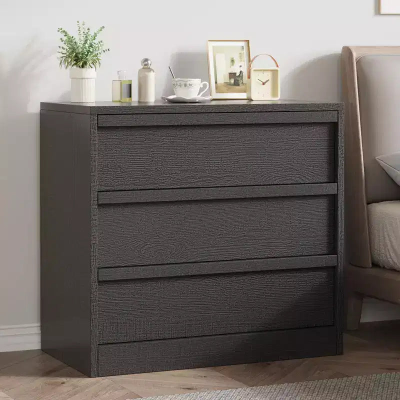 Comodino a 3 cassetti, comodino moderno alto 76 cm con ampio spazio contenitivo e design antiribaltamento, tavolino piccolo per camera da letto, soggiorno, ingresso