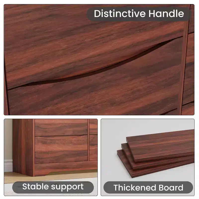 Comò moderno in legno a 9 cassetti - 150 cm di larghezza, contenitore profondo, design robusto per camera da letto e soggiorno