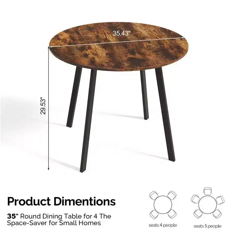 Karl Home Tavolo da pranzo rotondo moderno da 91,44 cm con robuste gambe in metallo, per cucine in spazi ridotti