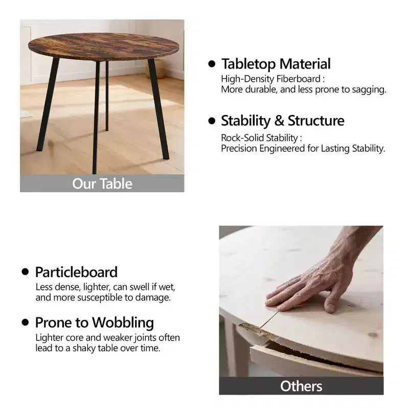 Karl Home Tavolo da pranzo rotondo moderno da 91,44 cm con robuste gambe in metallo, per cucine in spazi ridotti
