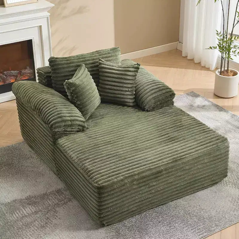 Divano Letto Chaise Longue Oversize, Divano Letto in Velluto a Coste con Cuscini e Braccioli Larghi per Soggiorno, Camera da Letto, Sala Cinema