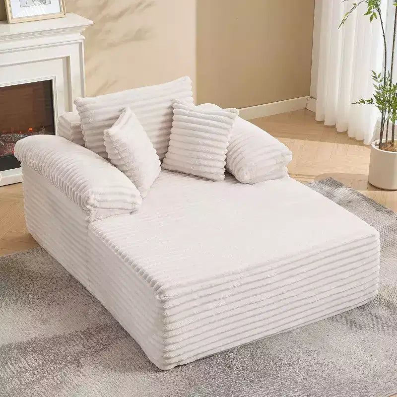 Divano Letto Chaise Longue Oversize, Divano Letto in Velluto a Coste con Cuscini e Braccioli Larghi per Soggiorno, Camera da Letto, Sala Cinema