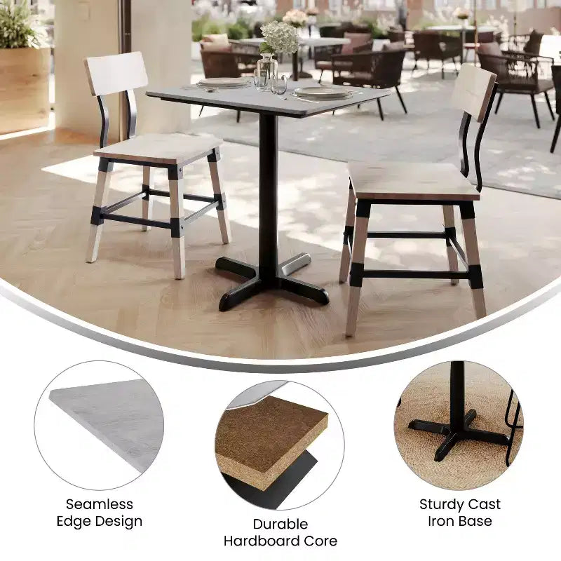 Flash Furniture Piano del tavolo Acadia con tecnologia TopGuard HPL e base a X altezza tavolo