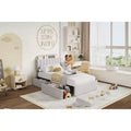 Twin Boucle Upholstered Platform Bed for Kids, Grey, with Storage Headboard/Bookcase/2 Drawers, Noise-Free, Easy Assembly, No Box Spring Need, Modern