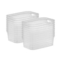 Sterilite 4.25 x 8 x 12.25 Inch Small Modern Storage Bin w/ Comfortable Carry Through Handles & Banded Rim for Household Organization, Clear (16 Pack)