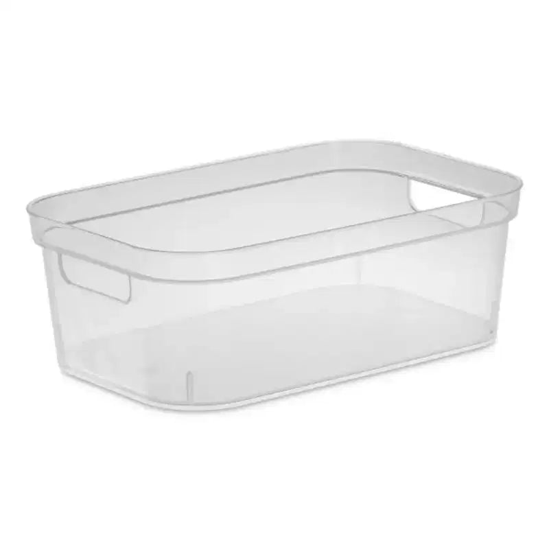 Sterilite 4,25 x 8 x 12,25 pollici piccolo contenitore moderno con comode maniglie di trasporto e bordo rinforzato per l'organizzazione domestica, trasparente (confezione da 16)