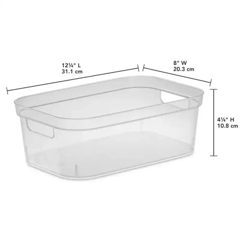 Sterilite 4,25 x 8 x 12,25 pollici piccolo contenitore moderno con comode maniglie di trasporto e bordo rinforzato per l'organizzazione domestica, trasparente (confezione da 16)