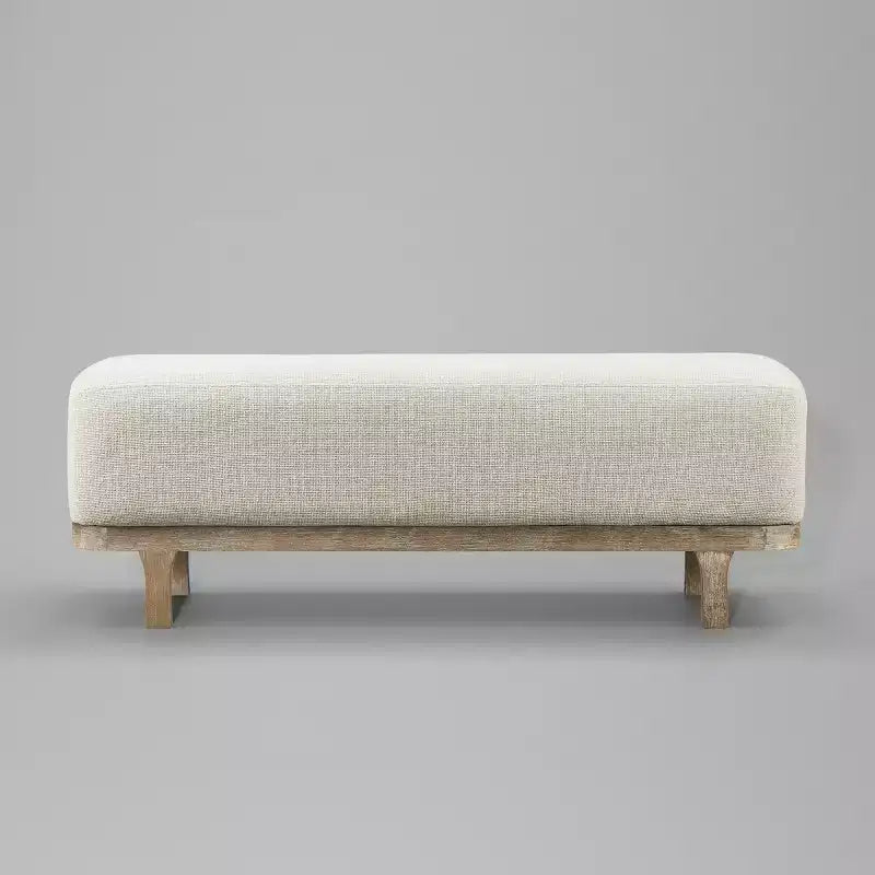 Panca fondoletto Art Leon, panca moderna imbottita in tessuto, pouf da ingresso con gambe in legno di caucciù per camera da letto, soggiorno, corridoio
